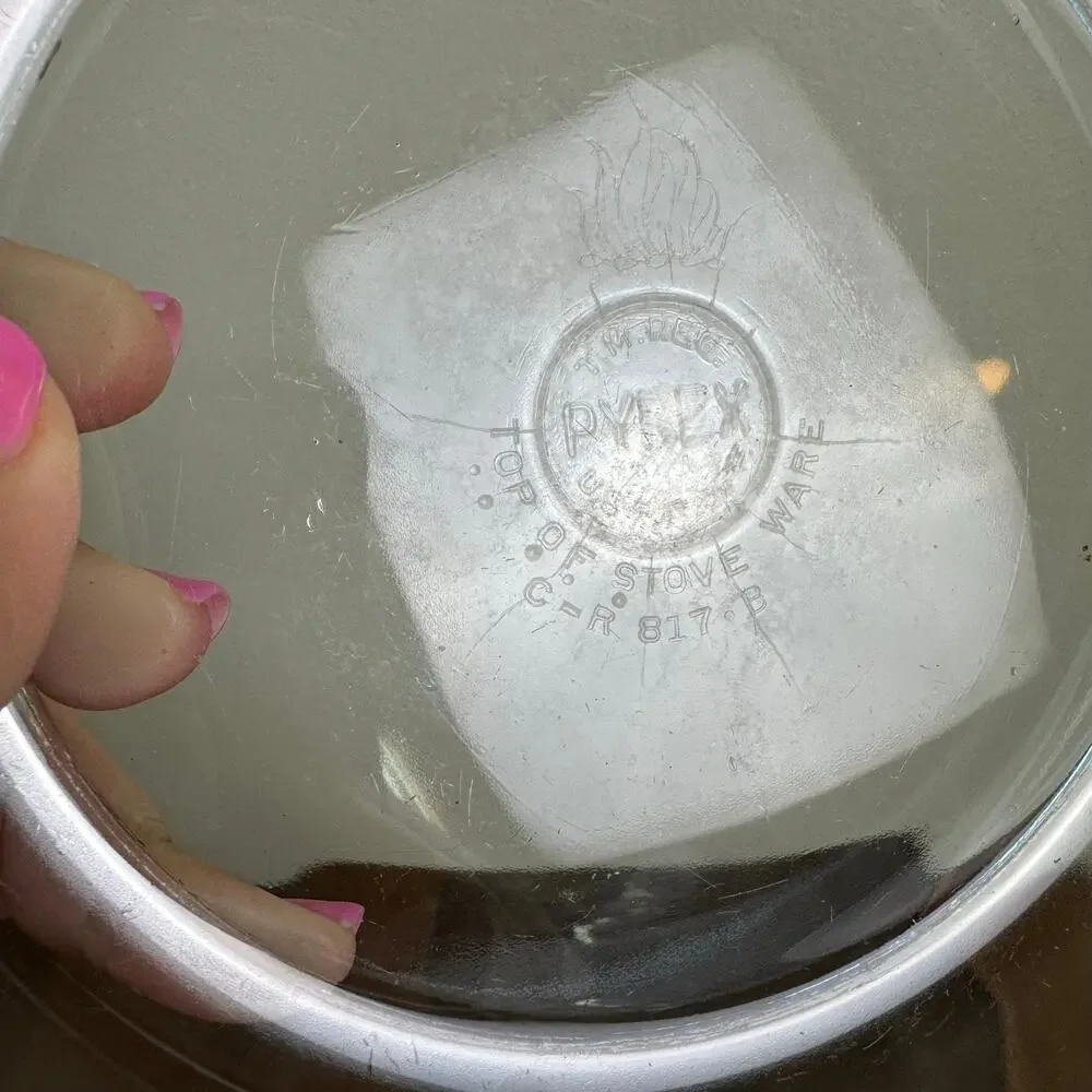 Vintage 1940s Pyrex Flameware C-R 817 B Blue Tint Pan Skillet Bowl USA